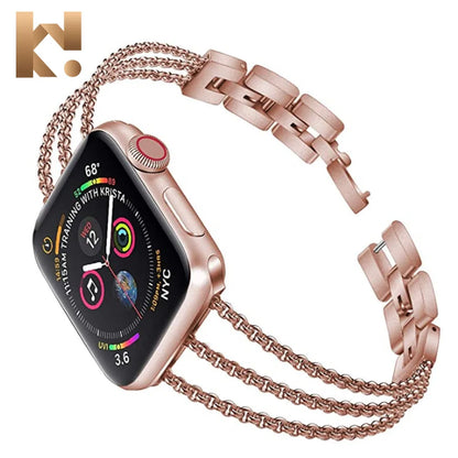 Luxury Stainless Steel Sublimation Smart Watch Metal Band Strap Women for Apple Watch 9 8 7 6 5 4 3 2 1 SE