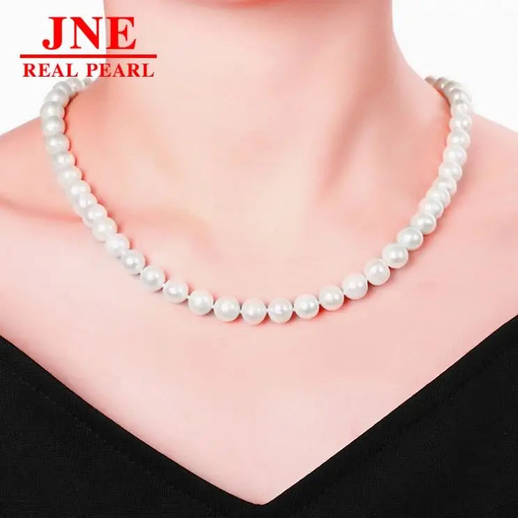 Natural Pearl Necklace Nearly Round Freshwater Pearl Necklace Set