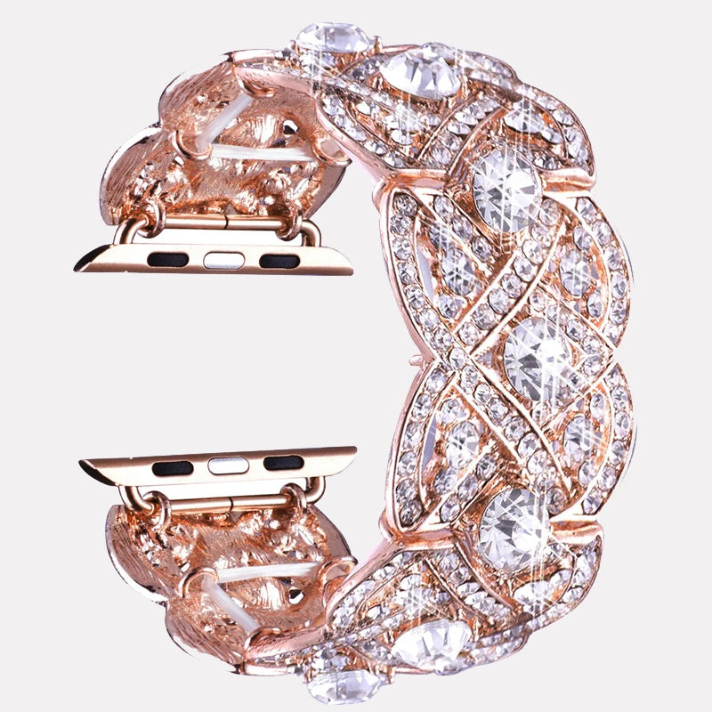Diamond Metal Strap for Iwatch Series 8 7 6 SE 5 4 3 Bling Watch Band for Apple Watch Ultra 38mm 45mm 49mm Fashion Strap