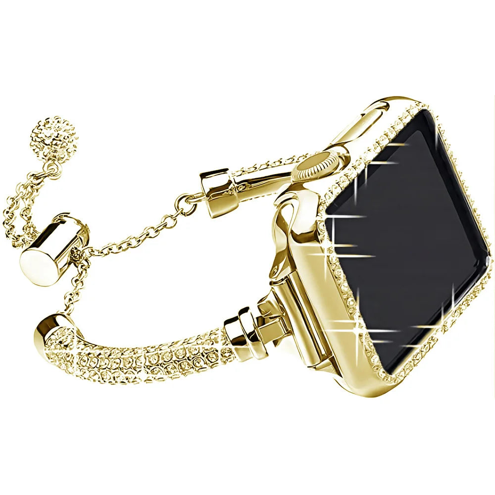 Sparkling Crystal for IWatch Series 8 7 SE 6 5 4 Metal Chain Band for Apple Watch Band 49mm 45mm 42mm 41mm 44mm