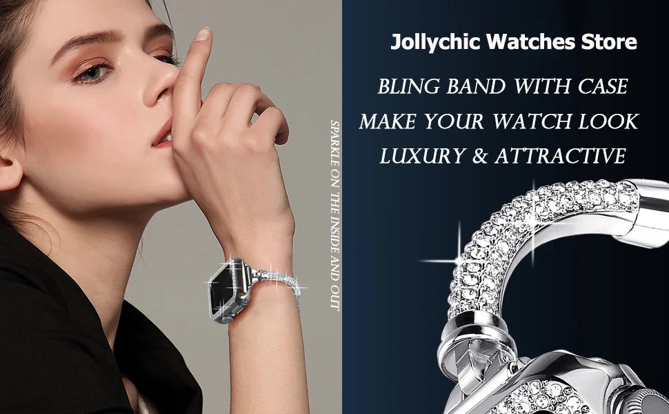 Sparkling Crystal for IWatch Series 8 7 SE 6 5 4 Metal Chain Band for Apple Watch Band 49mm 45mm 42mm 41mm 44mm