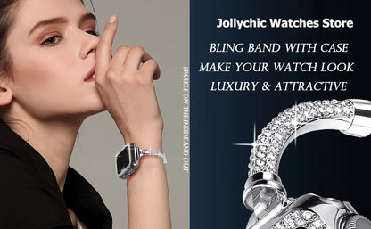 Sparkling Crystal for IWatch Series 8 7 SE 6 5 4 Metal Chain Band for Apple Watch Band 49mm 45mm 42mm 41mm 44mm