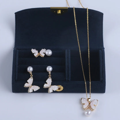 Natural Freshwater Pearl Jewelry Freshwater  Pearl Necklace Ring Earrings Jewelry Sets
