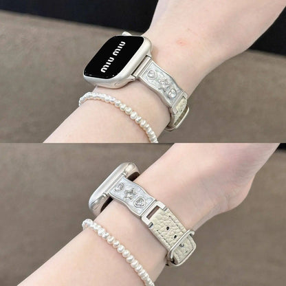 Crystal Rhinestone Half Bangle Wristband for Apple Watch S12 11 10 Women Metal Strap Sparkling
