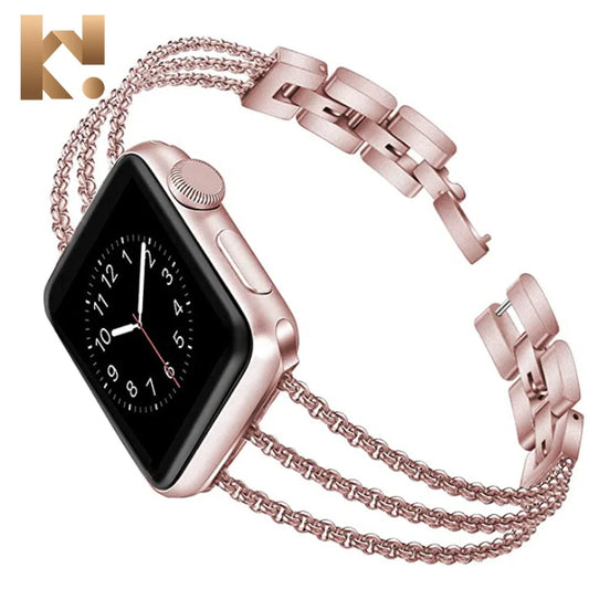 Luxury Stainless Steel Sublimation Smart Watch Metal Band Strap Women for Apple Watch 9 8 7 6 5 4 3 2 1 SE