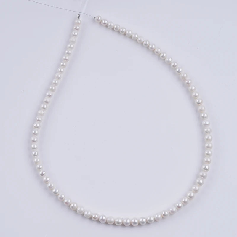 White 4-5mm AK Round Natural Cultured Freshwater Pearls Strand for Jewelry Making