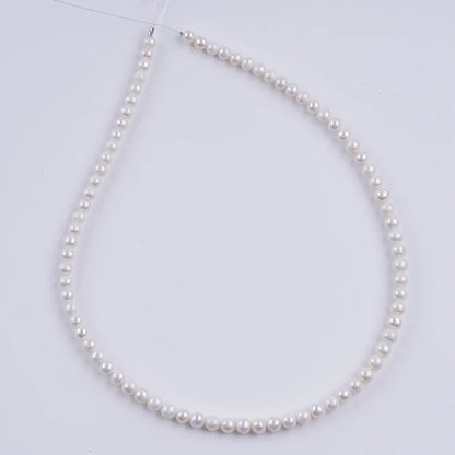 White 4-5mm AK Round Natural Cultured Freshwater Pearls Strand for Jewelry Making