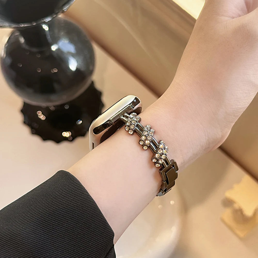 Fashion Zinc Alloy Glitter Diamond Watch Bands for Apple Watch Strap for IWatch Wrist Chain Bracelet Smart Watch 42 44 45 49 mm