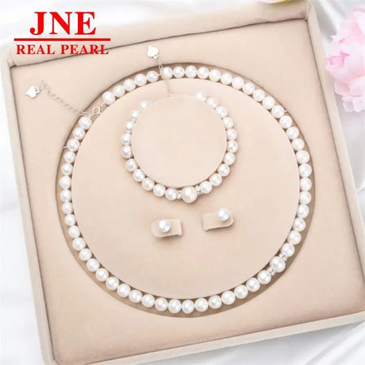 Natural Pearl Necklace 925 Silver Heart Extended Buckle Pearl Necklace