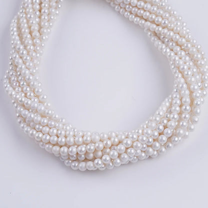 White 4-5mm AK Round Natural Cultured Freshwater Pearls Strand for Jewelry Making