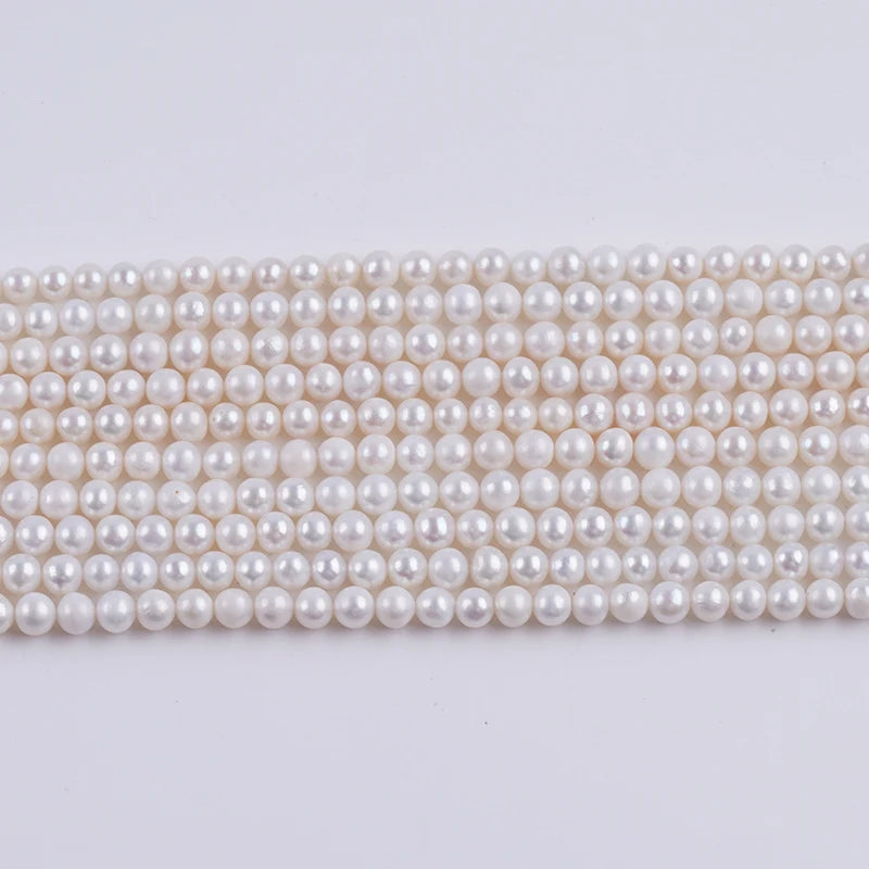 White 4-5mm AK Round Natural Cultured Freshwater Pearls Strand for Jewelry Making