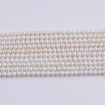 White 4-5mm AK Round Natural Cultured Freshwater Pearls Strand for Jewelry Making