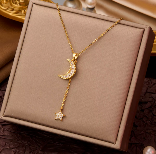 AUR009 - Moon and star Necklace