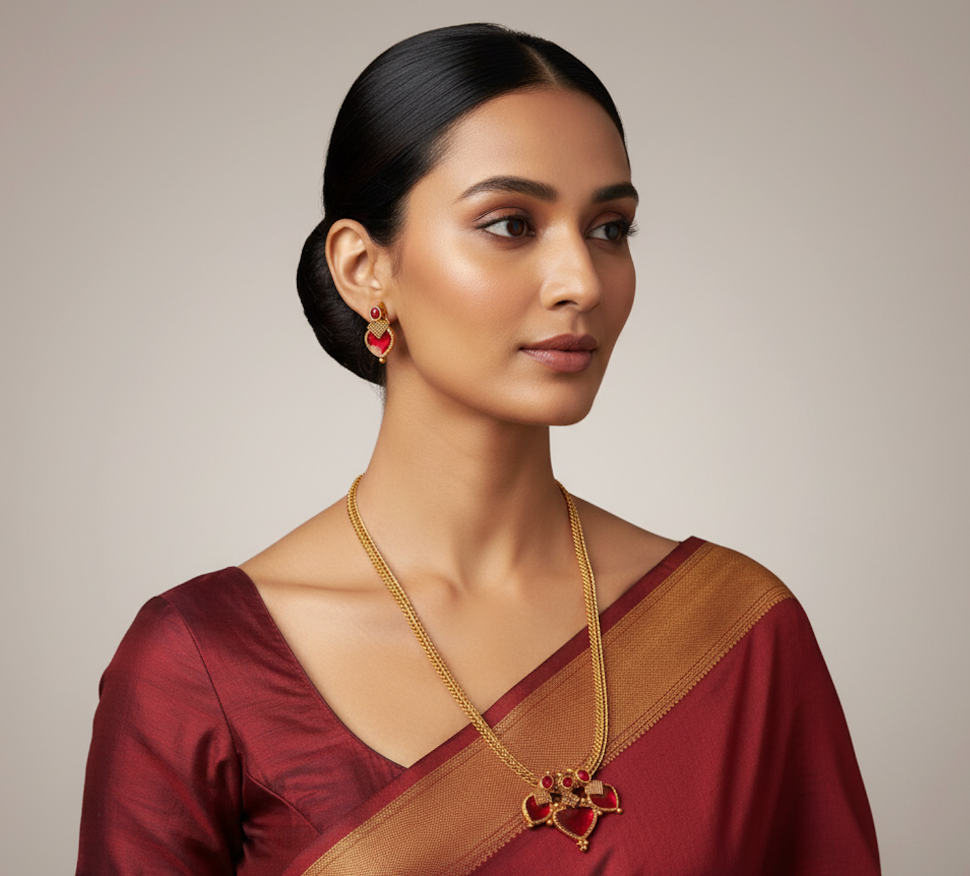 AUR037-Single Pendant Necklace and Earring