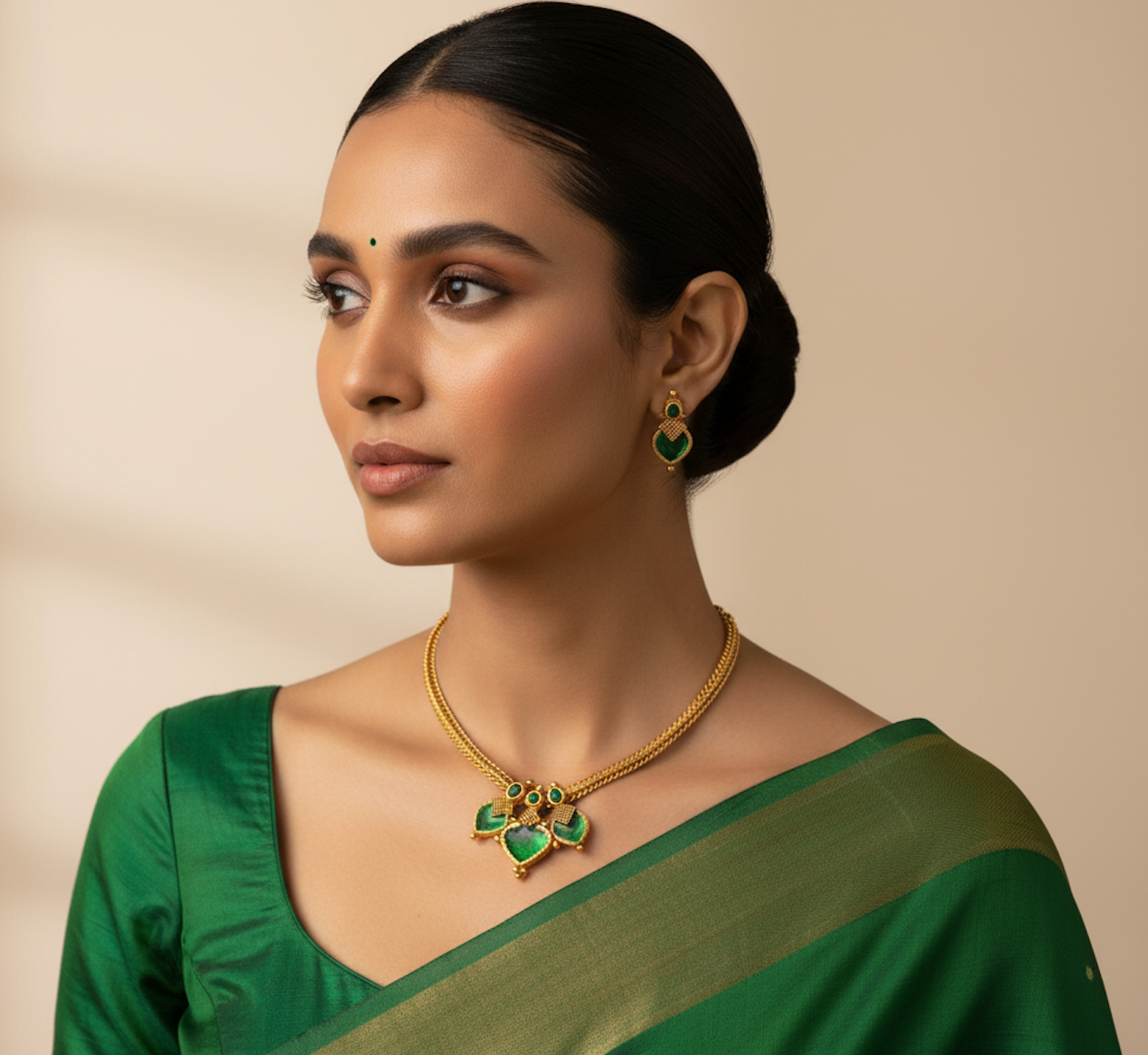 AUR037-Single Pendant Necklace and Earring