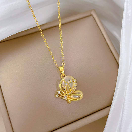 AUR018 - Butterfly Necklace Pendant Clavicle Chain