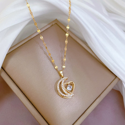 AUR008 - Moon Shaped Pendant Necklace Clavicle Chain