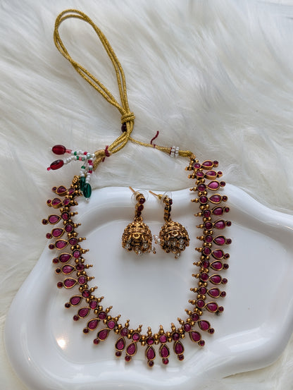 AUR063- Ruby Traditional Jewelry -Necklace and Earring