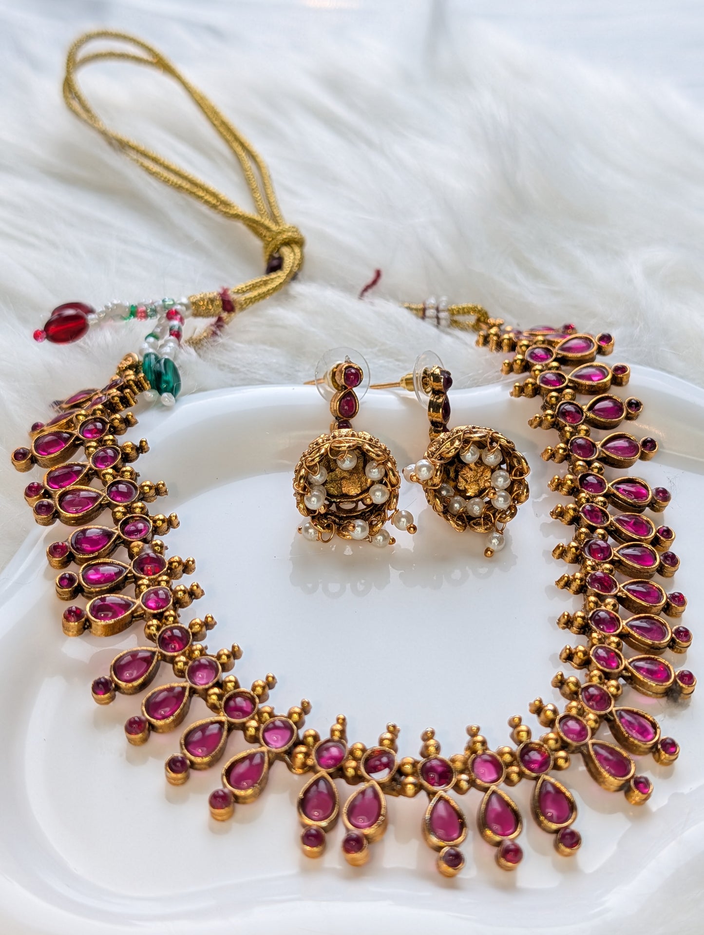 AUR063- Ruby Traditional Jewelry -Necklace and Earring