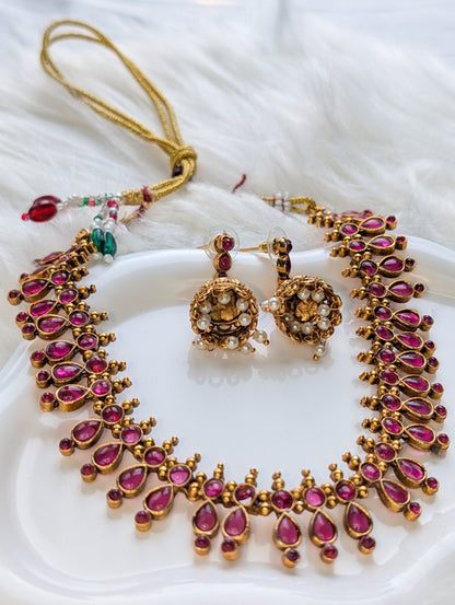 AUR063- Ruby Traditional Jewelry -Necklace and Earring