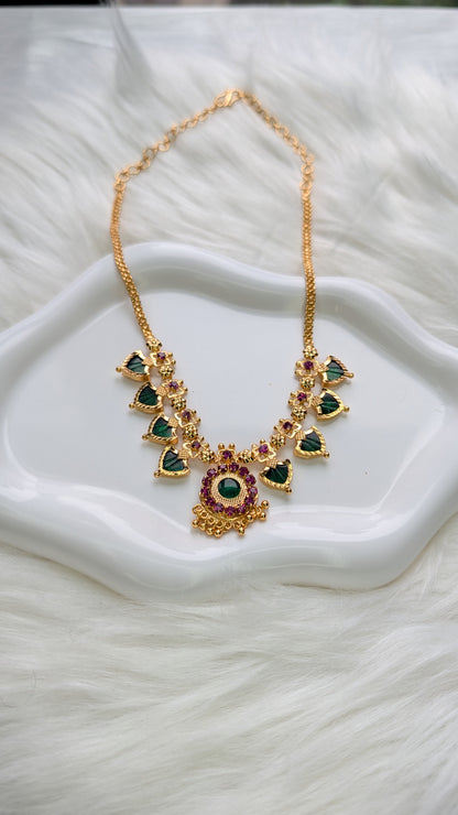 AUR036-4+4 Palakka Necklace - Kerala Traditional Jewelry Set