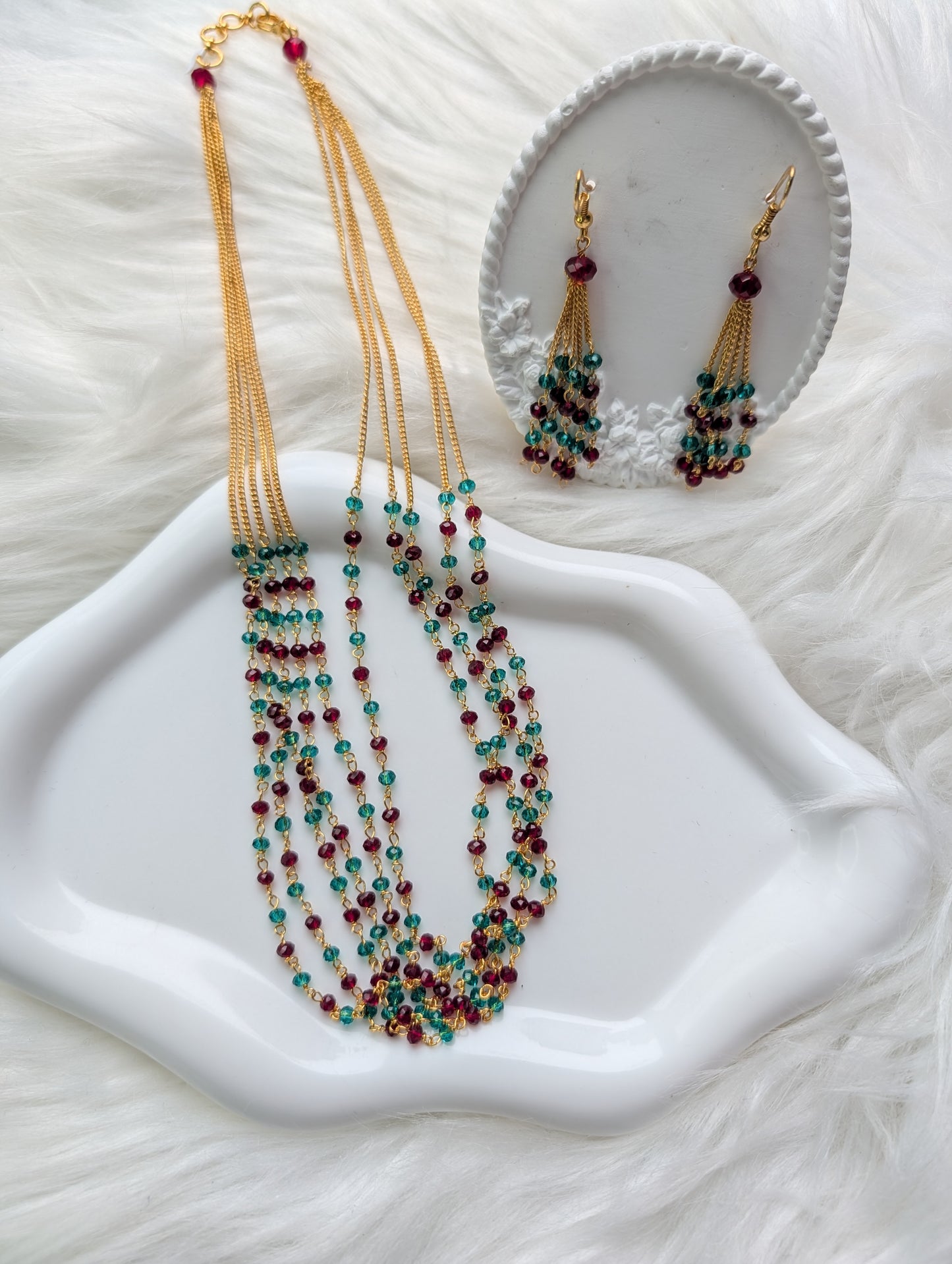 AUR0216- Layered Necklace and Earring