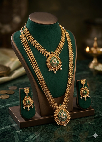 AUR289-Layered Necklace and Earrings Set