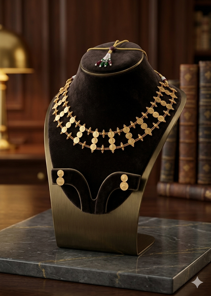 AUR283-  Traditional Coin Necklace and Earrings Set