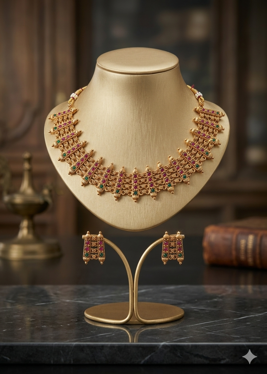 AUR280-  Traditional Necklace and Earrings Set