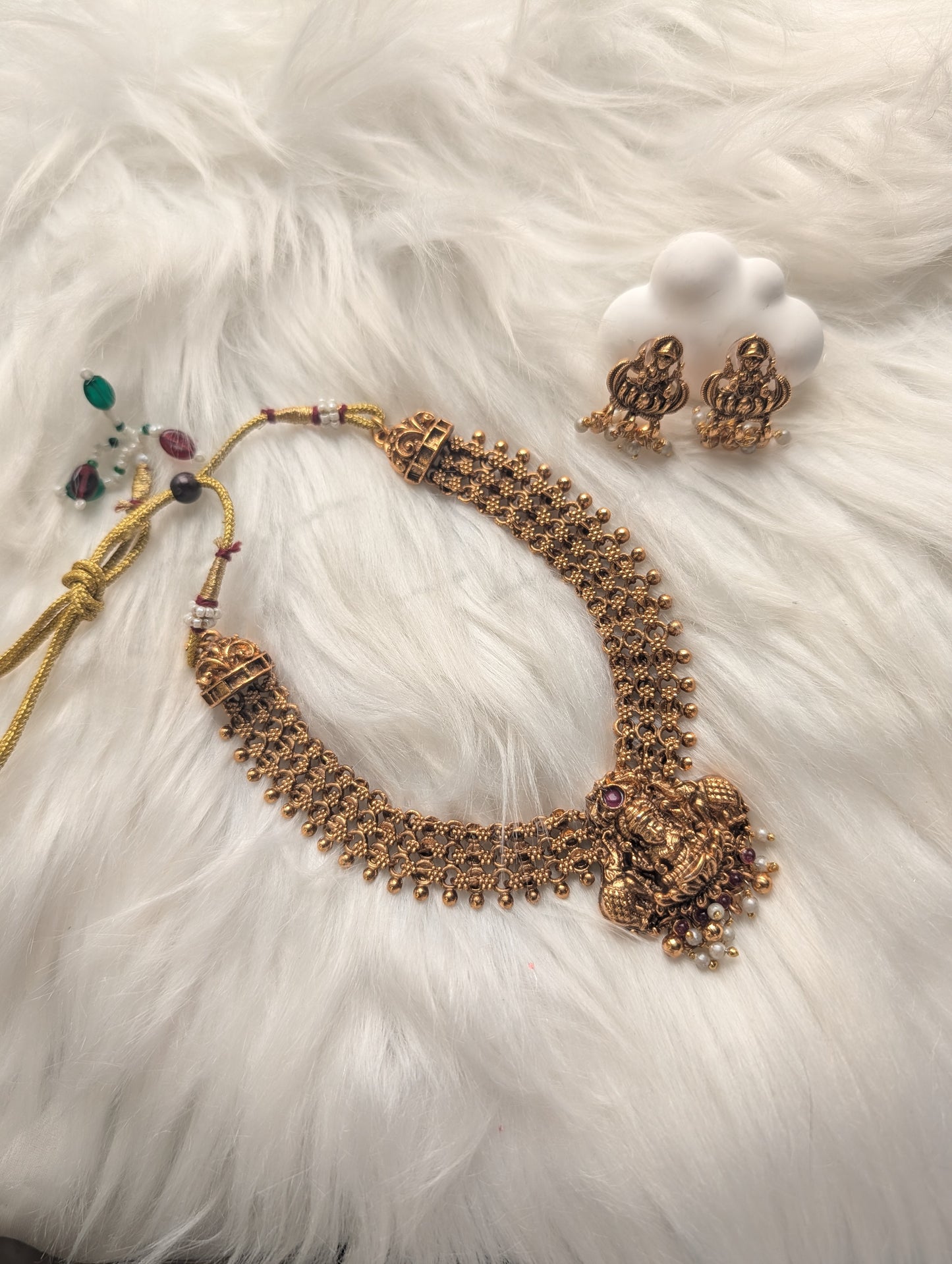 AUR0202- Temple Idol Necklace and Earring