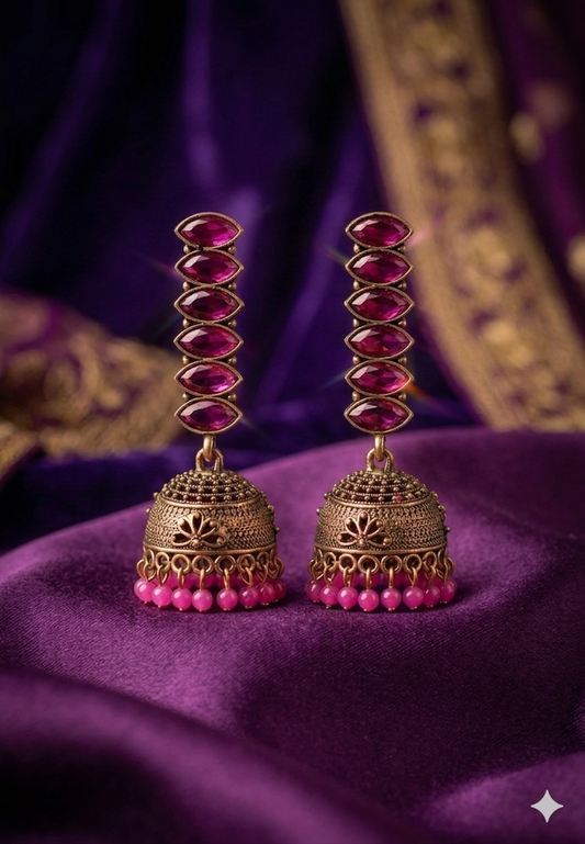 AUR275- Pink Long Jhumka