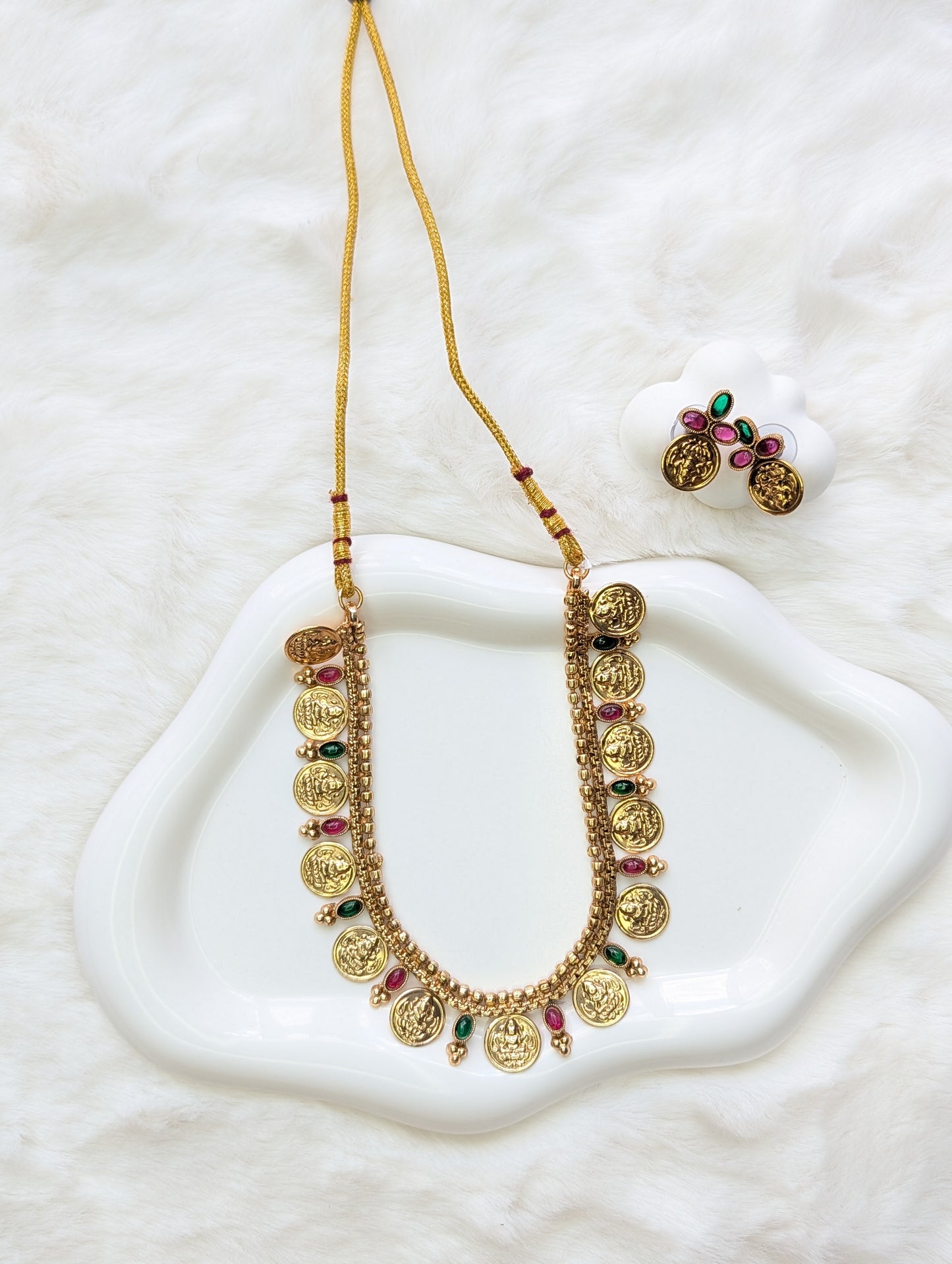 AUR096- Coin Necklace and Earring
