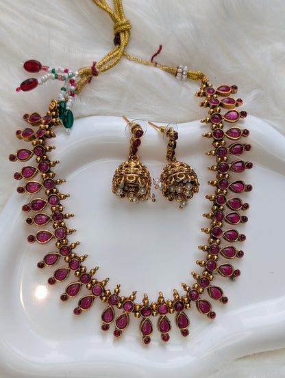 AUR063- Ruby Traditional Jewelry -Necklace and Earring