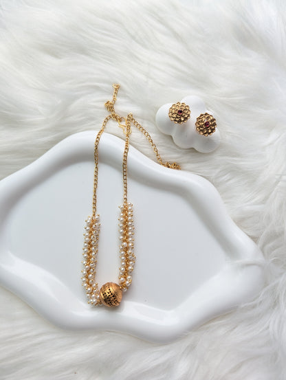 AUR0212- Single Pendant beads Necklace and Earrings
