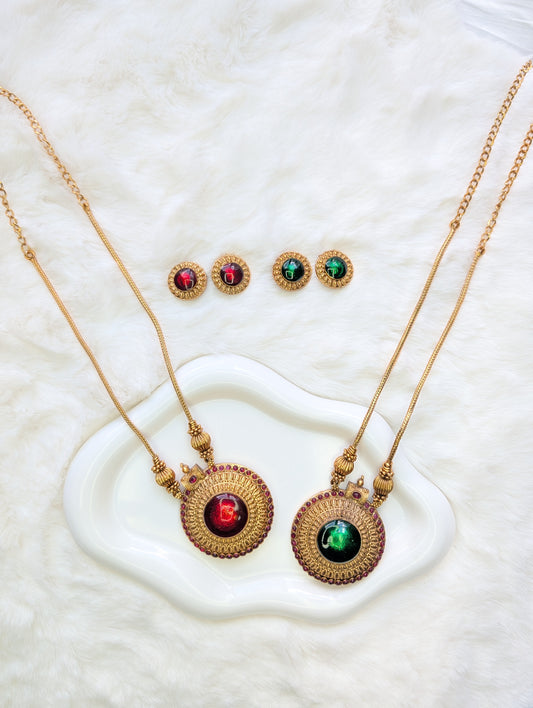 AUR089- Traditional Long Necklace and Earring