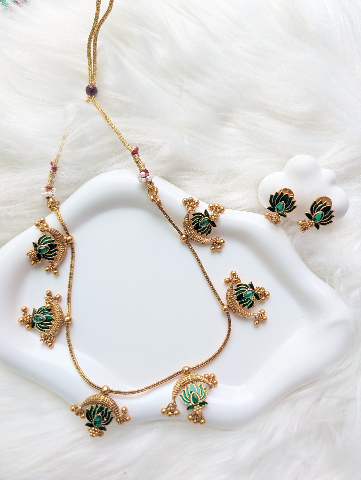 AUR0217- Moon Lotus Necklace and Earring