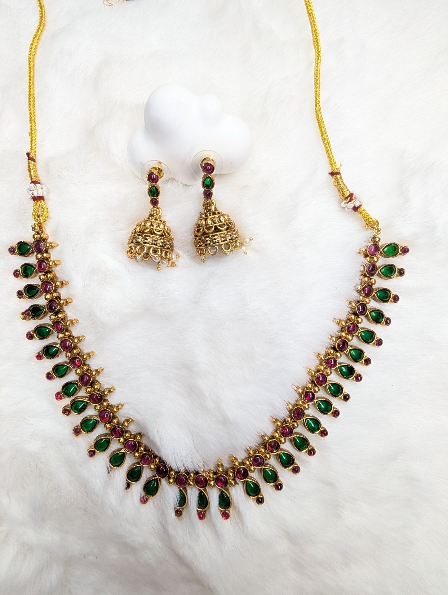 AUR063- Ruby Traditional Jewelry -Necklace and Earring