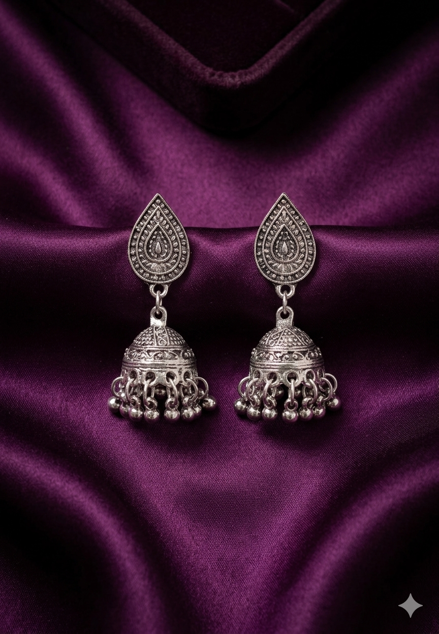 AUR266- Silver Jhumka