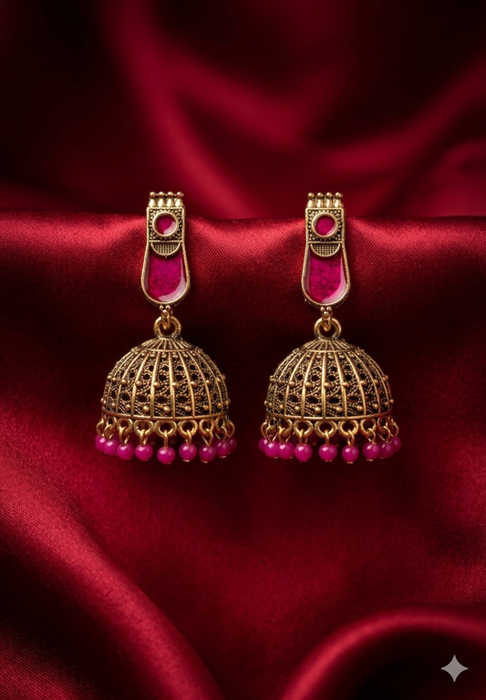 AUR274- Pink Jhumka