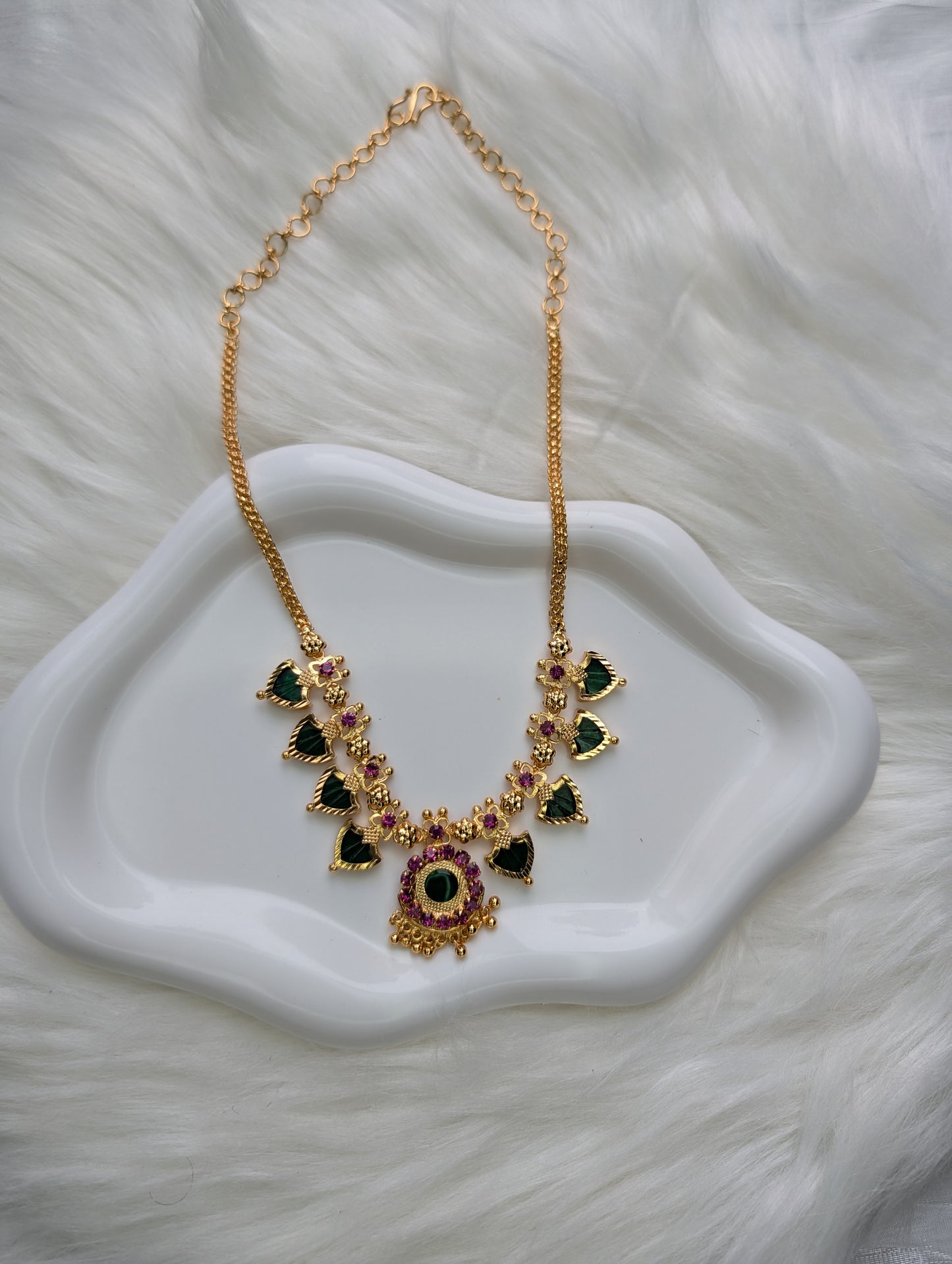 AUR036-4+4 Palakka Necklace - Kerala Traditional Jewelry Set
