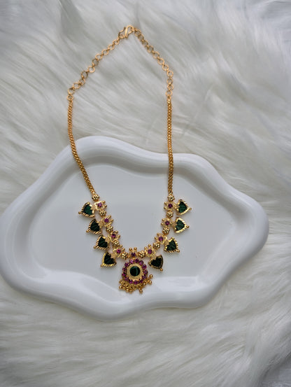 AUR036-4+4 Palakka Necklace - Kerala Traditional Jewelry Set