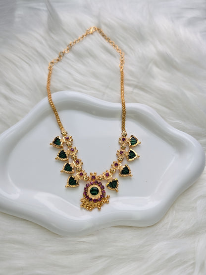 AUR036-4+4 Palakka Necklace - Kerala Traditional Jewelry Set