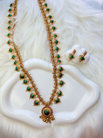AUR050- Long Palakka Necklace and Earring