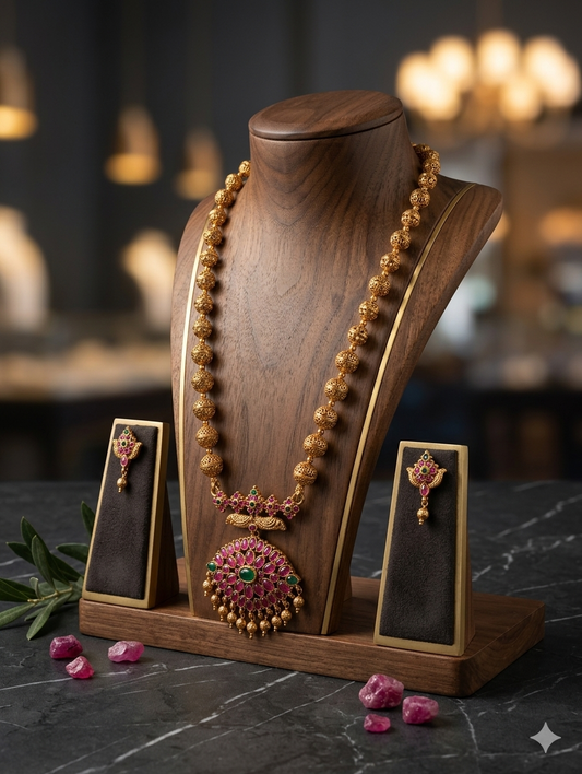 AUR237- Beads Necklace and Earrings Set