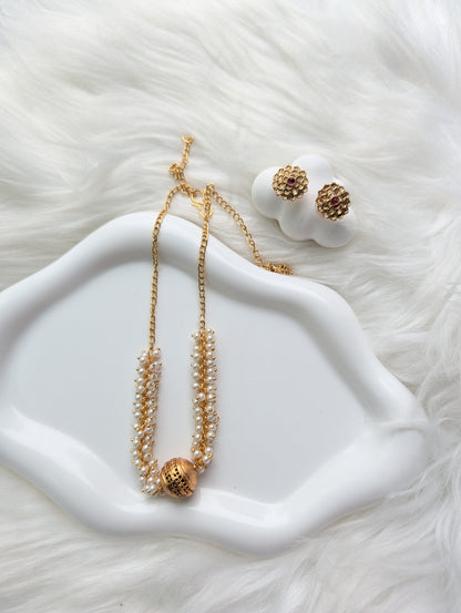 AUR0212- Single Pendant beads Necklace and Earrings