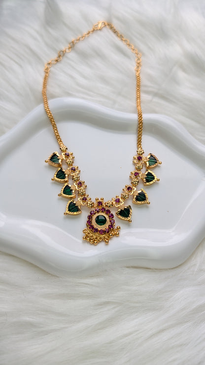 AUR036-4+4 Palakka Necklace - Kerala Traditional Jewelry Set