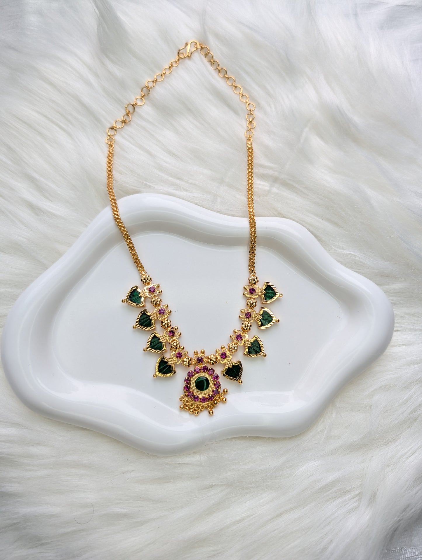 AUR036-4+4 Palakka Necklace - Kerala Traditional Jewelry Set