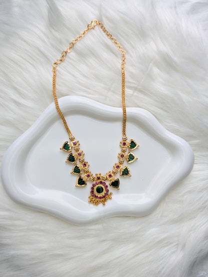 AUR036-4+4 Palakka Necklace - Kerala Traditional Jewelry Set