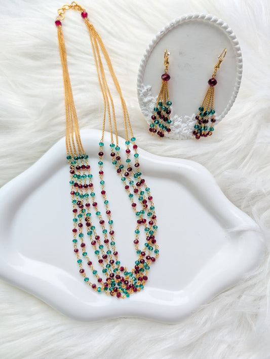 AUR0216- Layered Necklace and Earring
