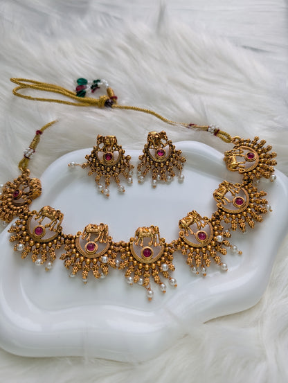 AUR064- Gajra Traditional Jewelry -Necklace and Earring